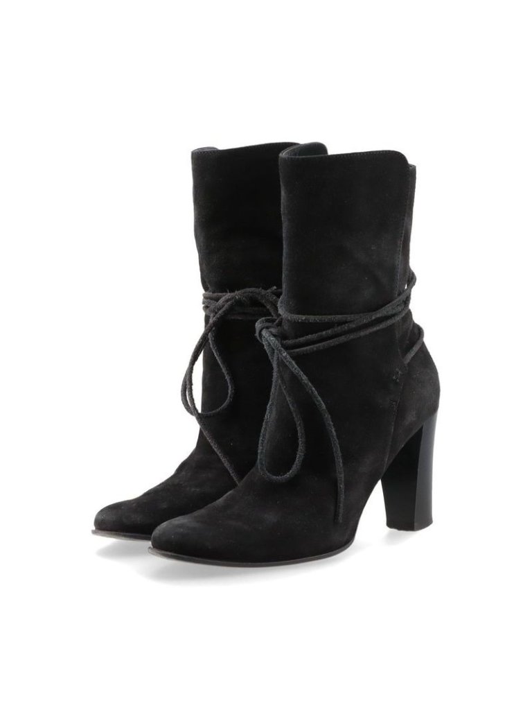 Hermes Suede Boots 36 Semelle Cuir Black